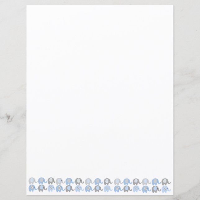 Papierblätter - Blaue und graue Elefanten (Vorderseite)