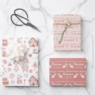 Papierblätter für die Bäckerei des Weihnachtsmanns Geschenkpapier Set