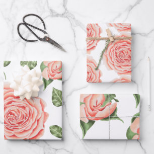 Papierblätter für die Rose Peach Geschenkpapier Set