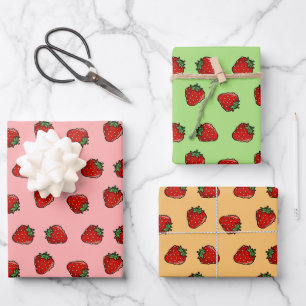Papierblätter für Erdbeeren-Symbol-Muster Geschenkpapier Set
