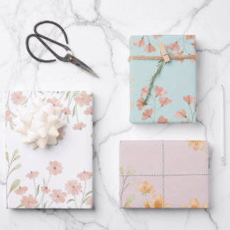 Papierblätter für hübsche Wildblume Geschenkpapier Set