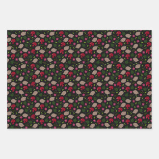 Papierblätter für Igel und Pilze Geschenkpapier Set