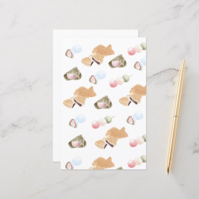 Papierblätter für japanische Wagashi-Muster (Vorderseite/Rückseite Beispiel)