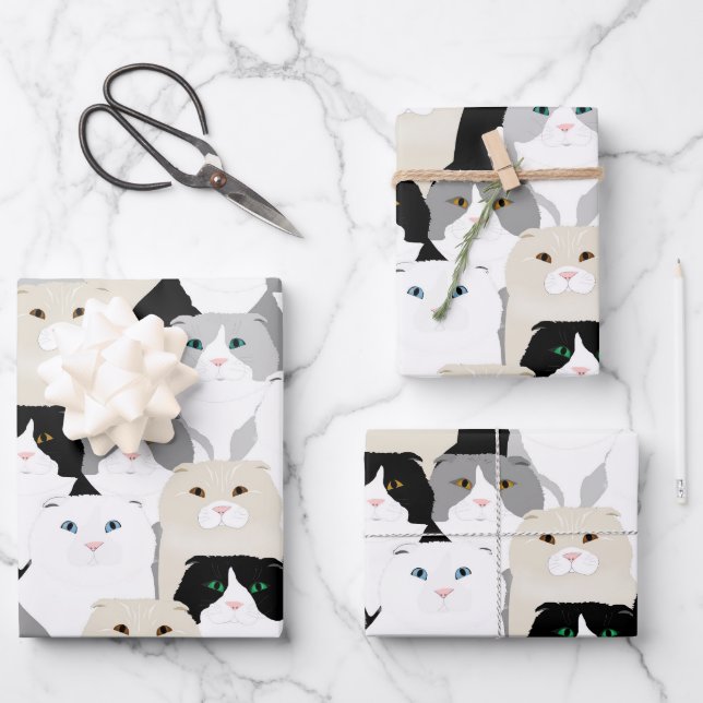 Papierblätter für Katzen und Katzen Geschenkpapier Set (Vorderseite)