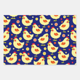 Papierblätter für Küken- und Hühnermuster Geschenkpapier Set