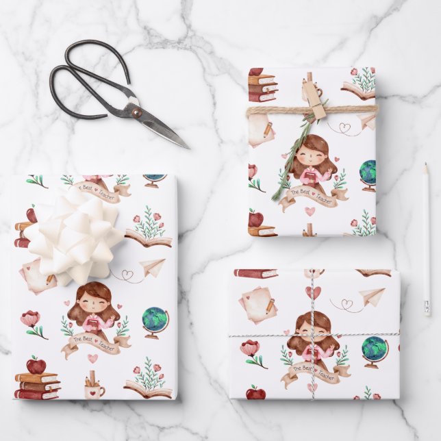 Papierblätter für Lehrer Geschenkpapier Set (Vorderseite)