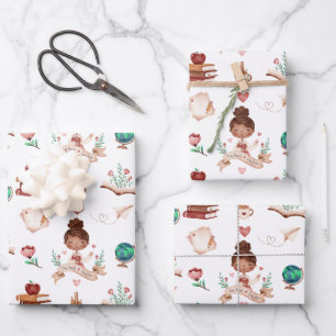 Papierblätter für Lehrer Geschenkpapier Set