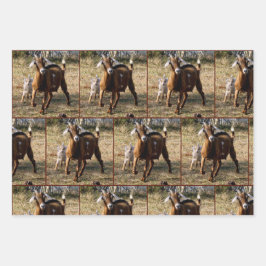 Papierblätter für Mama- und Kid-Ziegen Geschenkpapier Set