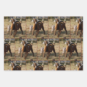 Papierblätter für Mama- und Kid-Ziegen Geschenkpapier Set