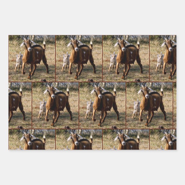 Papierblätter für Mama- und Kid-Ziegen Geschenkpapier Set (Vorderseite)