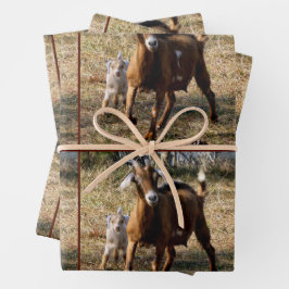 Papierblätter für Momma- und Kid-Ziegen Geschenkpapier Set