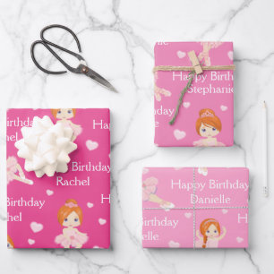 Papierblätter für Red Hair Ballerina Geschenkpapier Set