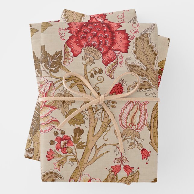 Papierblätter für Retro-Floral Geschenkpapier Set (Beispiel)