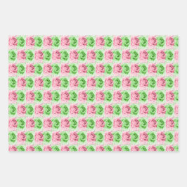 Papierblätter für rosa und grüne Rose Geschenkpapier Set