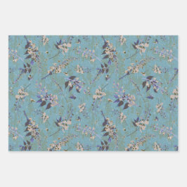 Papierblätter für weibliche Blüten und Streifen Geschenkpapier Set