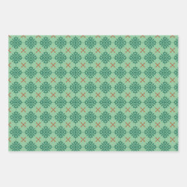 Papierblätter mit Schneeflocken, Set 3pic Geschenkpapier Set