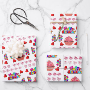 Papierblätter Valentins Glückwunsch zum Geburtstag Geschenkpapier Set