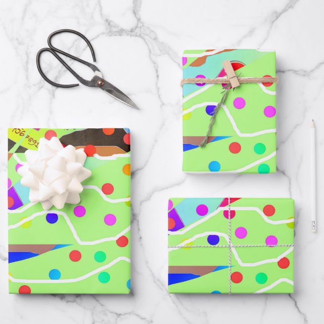 Papierblattnummern der Abstrakten Baumstruktur Geschenkpapier Set (Vorderseite)