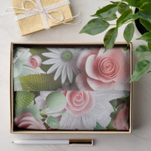 Papierblumen Rosa und Frühlingsgrün Seidenpapier