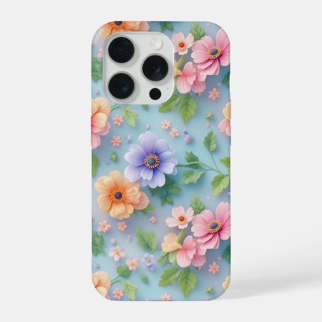 Papierblumengarten ✨ Farbige Blumenkunst iPhone Hülle (Rückseite)
