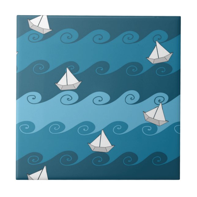 Papierboot-Muster Fliese (Vorderseite)