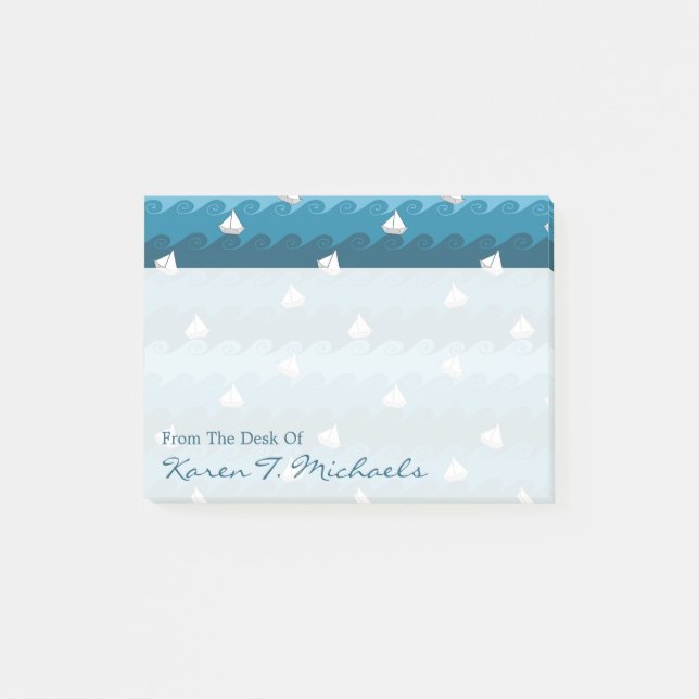 Papierboots-Muster | addieren Ihren Namen Post-it Klebezettel (Vorderseite)