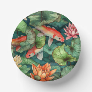 Papierbowle für Wasserfarben Koi & Water Lilies Pappteller