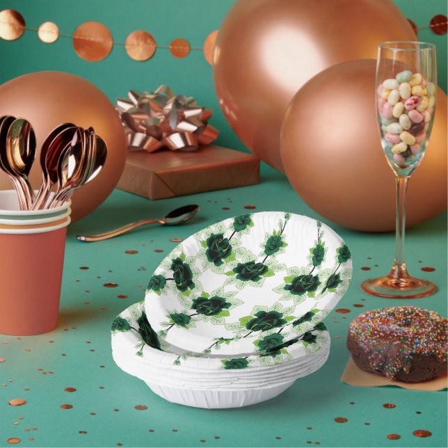 Papierbowle und Teller | Dekor des extravaganten P (Multi)