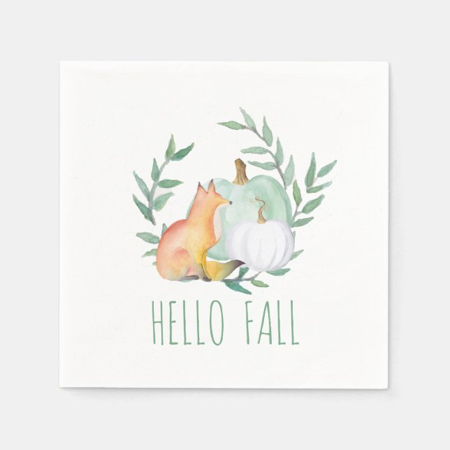 Papierbücher für Erntedank Fox & Pumpkins Serviette (Vorderseite)