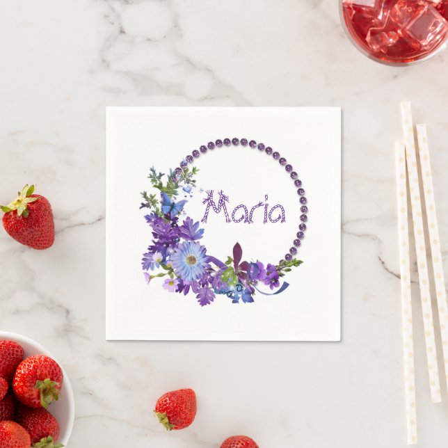 Papierbücher, violette Blumen, Blüten Serviette (Beispiel)