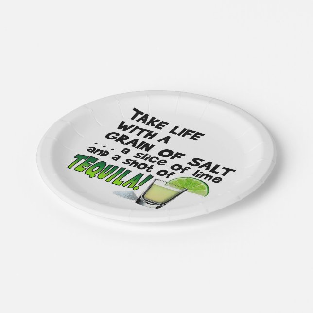 PAPIERcocktail-TELLER - LEBEN, LIMON, SALZ, Pappteller (Schrägansicht)