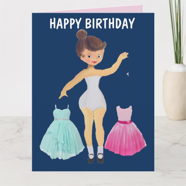 PAPIERDOLL-12x18 BIRTHDAY-KARTE FÜR MÄDCHEN Karte (Vorderseite)