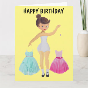 PAPIERDOLL-12x18 BIRTHDAY-KARTE FÜR MÄDCHEN Karte