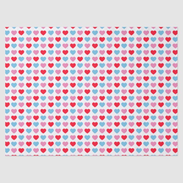 Papiere für rote, rosa und blaue Herzen Seidenpapier (Vorderseite)