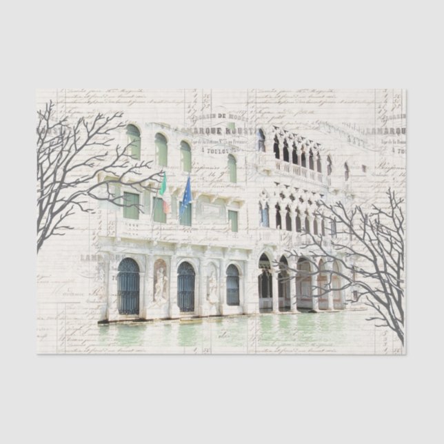 Papiere zum Vintagen Schreiben von Vogelzweigen in Seidenpapier (Vorderseite)