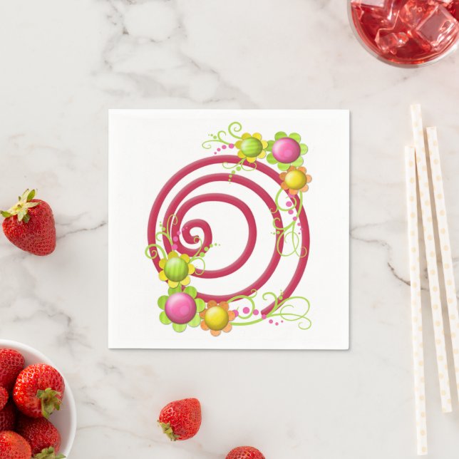 Papieren Napkins, Rote Wirbel, Blütenblätter Serviette (Beispiel)