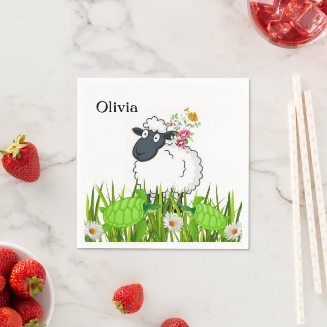 Papieren Napkins, Schafe Grünschildkröten Serviette (Beispiel)