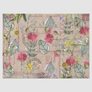 Papierentpackung - Blumenmuster-Blätter Postkarte Seidenpapier