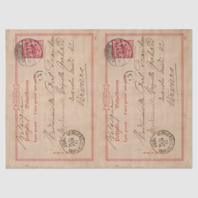 Papierentpackung - Vintage deutsche Postkarte Seidenpapier (Vorderseite)