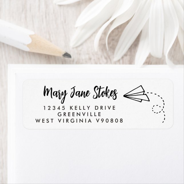 Papieretikett-Flugzeug für die RÜCKSENDEADRESSE (Insitu)