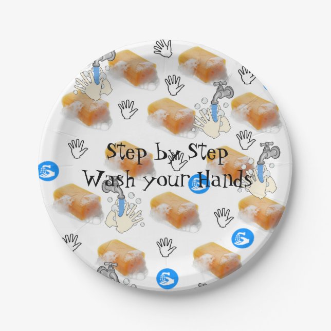 Papierfächer, Teller waschen die Hände mit dem Sei (Vorderseite)