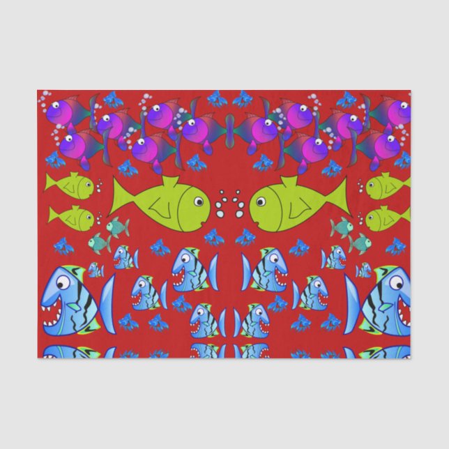 Papierfisch aus dekorativem Gewebe Seidenpapier (Vorderseite)