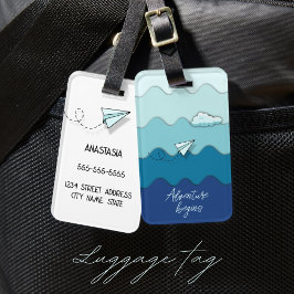 Papierflugzeug | Abenteuer beginnt Gepäckanhänger