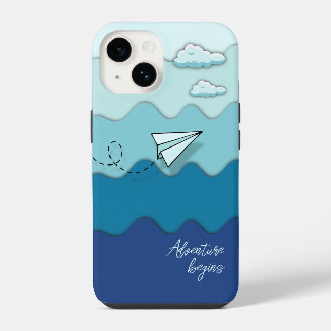 Papierflugzeug | Abenteuer beginnt iPhone Hülle (Rückseite)