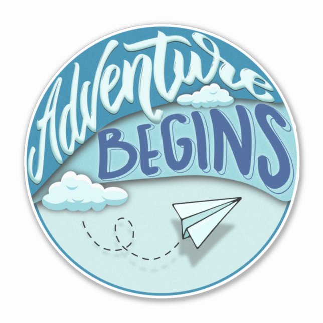 Papierflugzeug | Adventure fängt mit Custom Cuttin Aufkleber (Vorderseite)