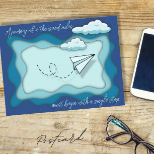 Papierflugzeug   Fahrt beginnt mit einem Single Postkarte