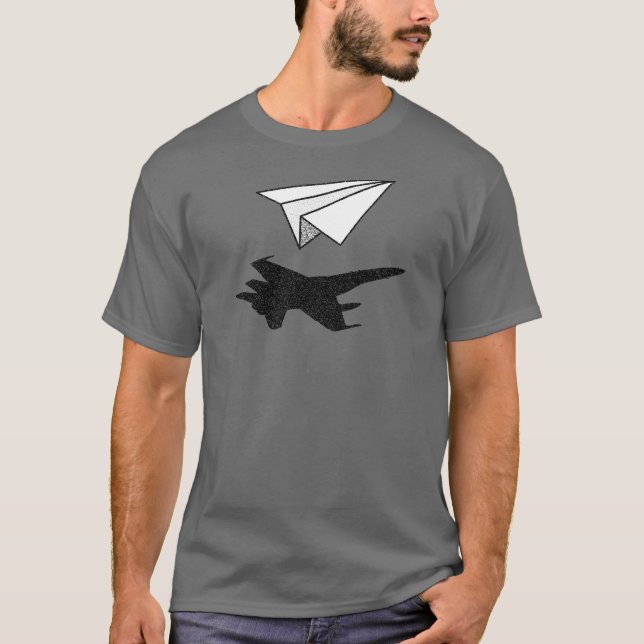 PapierFlugzeug-Kämpfer-Jet-Schatten T-Shirt (Vorderseite)