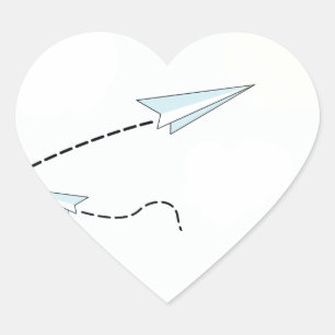 Papierflugzeuge Herz-Aufkleber
