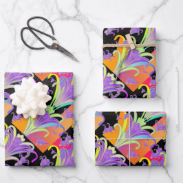 Papierfolien auf schwarzen Bögen Geschenkpapier Set