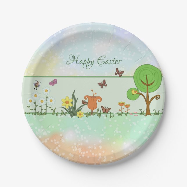 Papierfrühling Ostern  Pappteller (Vorderseite)